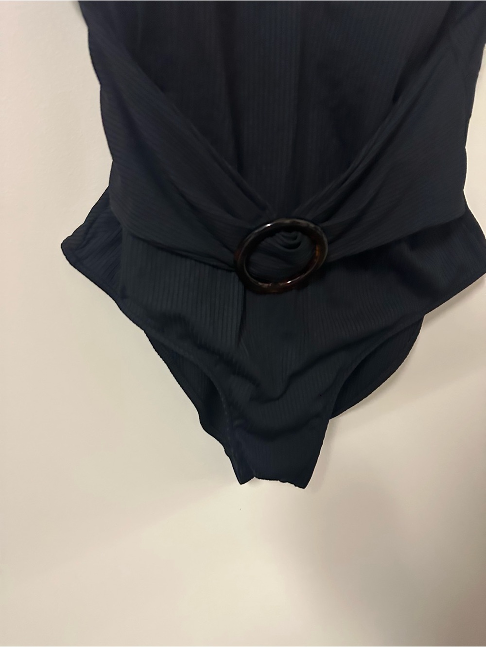 Summersalt The Ribbed Belted Backflip V-Neck One Piece Size 10 Black - Picture 4 of 9